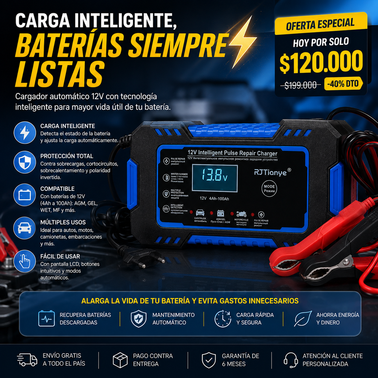 Iniciador y Cargador de Bateria Portatil