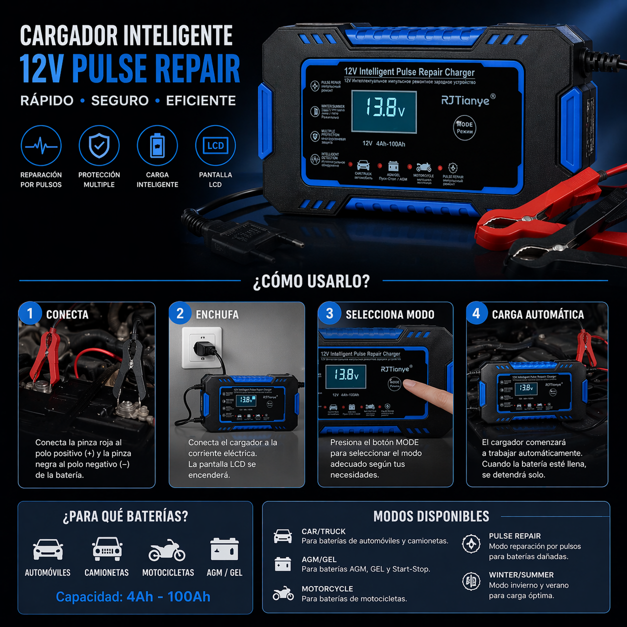Iniciador y Cargador de Bateria Portatil