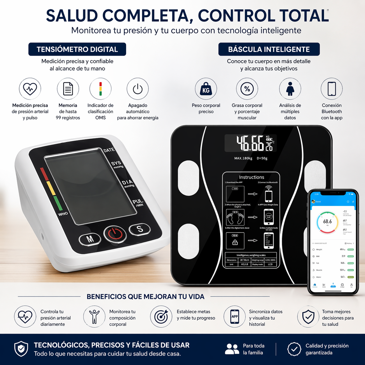 COMBO TENSIOMETRO + BASCULA INTELIGENTE