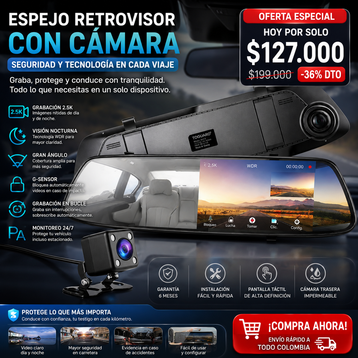 JOM01T Retrovisor Safe Drive Plus
